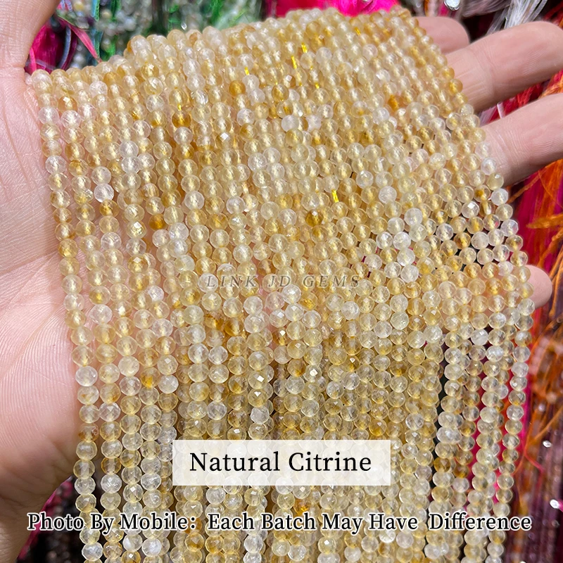 2 3 4mm piedra Natural facetada citrino turquesa amatista pequeña cuenta espaciadora suelta para fabricación de joyería DIY collar pulsera