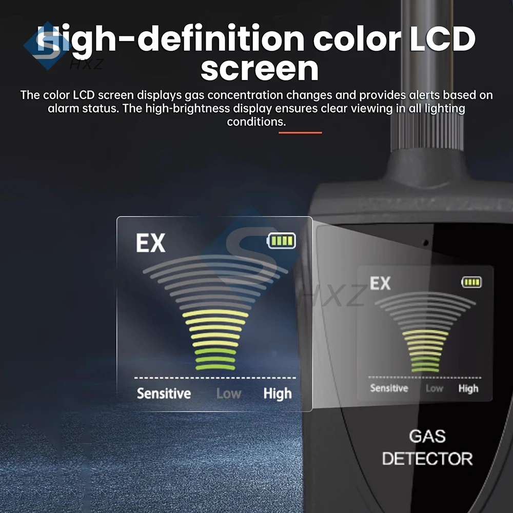 Professional Combustible Gas Leak Detector Color LCD Display Sound-Light Alarm Home/Industrial Use for Methane LPG Natural Gas