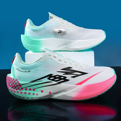 Tênis de Corrida Masculino Marathon com Placa de Carbono, Esportivo Especializado, Respirável, Leve, Confortável Feminino, Tênis Atlético Chunta