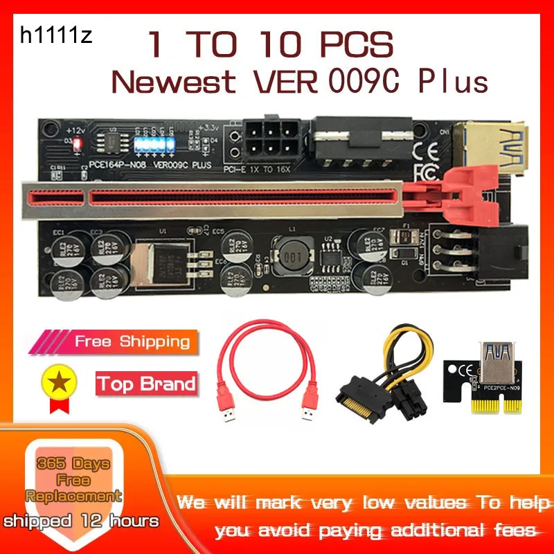 

Переходник PCIE Riser 009C/009S Plus, переходник для карты PCI Express X16, расширитель USB 3,0 SATA на 6P, переходник для кабеля Molex для майнинга, переходник для видеокарты