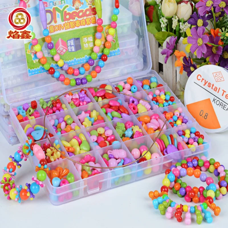 24 Gitter Perlen Spielzeug DIY Mädchen handgemachte Perlen Halskette Armband Perlen für Kinder mit Amblyopie Puzzle Spielzeug Weihnachts geschenk