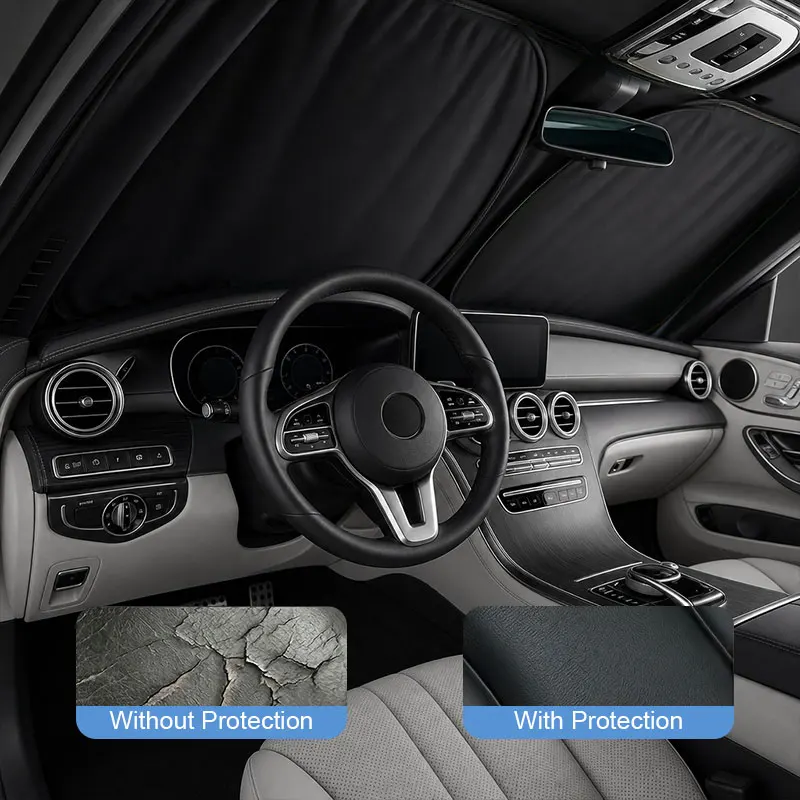 145x80cm Car Front Window Windshield Sun Shade Cover Foldable Summer UV Protector Parasol Sunshade Auto Interior Accessories - view 4