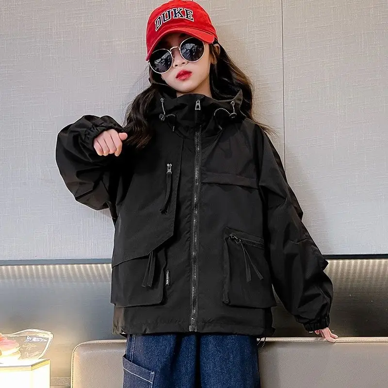 2025 New Winter Kids' Padded Jacket Cotton Padded Thickened Hooded Oversized British Style Tween Boys Girls Loose Trendy Coat