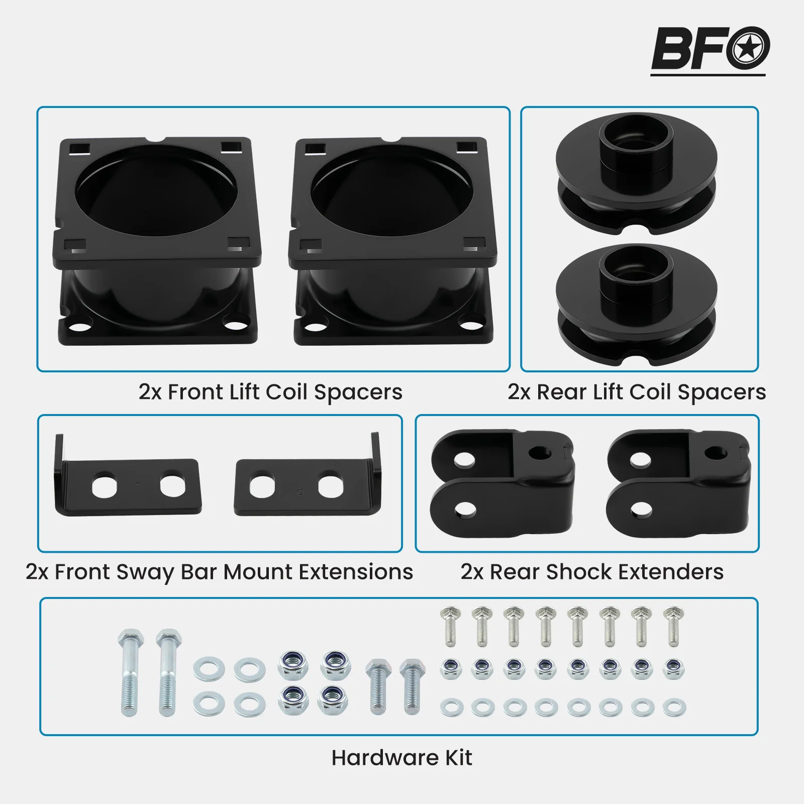 2.5" Front +1.25" Rear Lift Kit w/ Coil Spacers For Ford Explorer 2WD 4WD 11-19