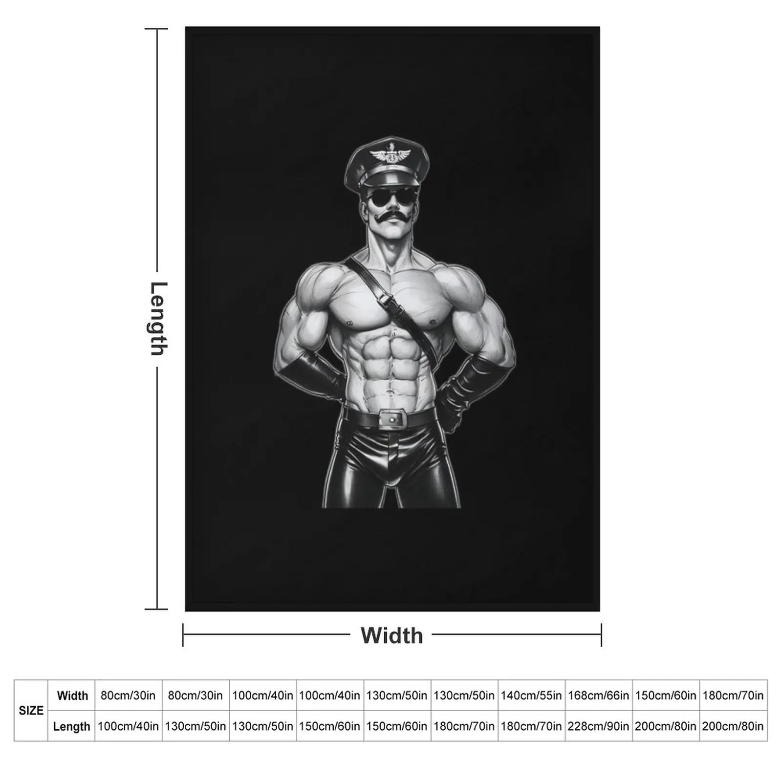 Gay Leather Uniform Daddy Tom of Finland Tribute Berlin German Pride Graphic Design Throw Blanket