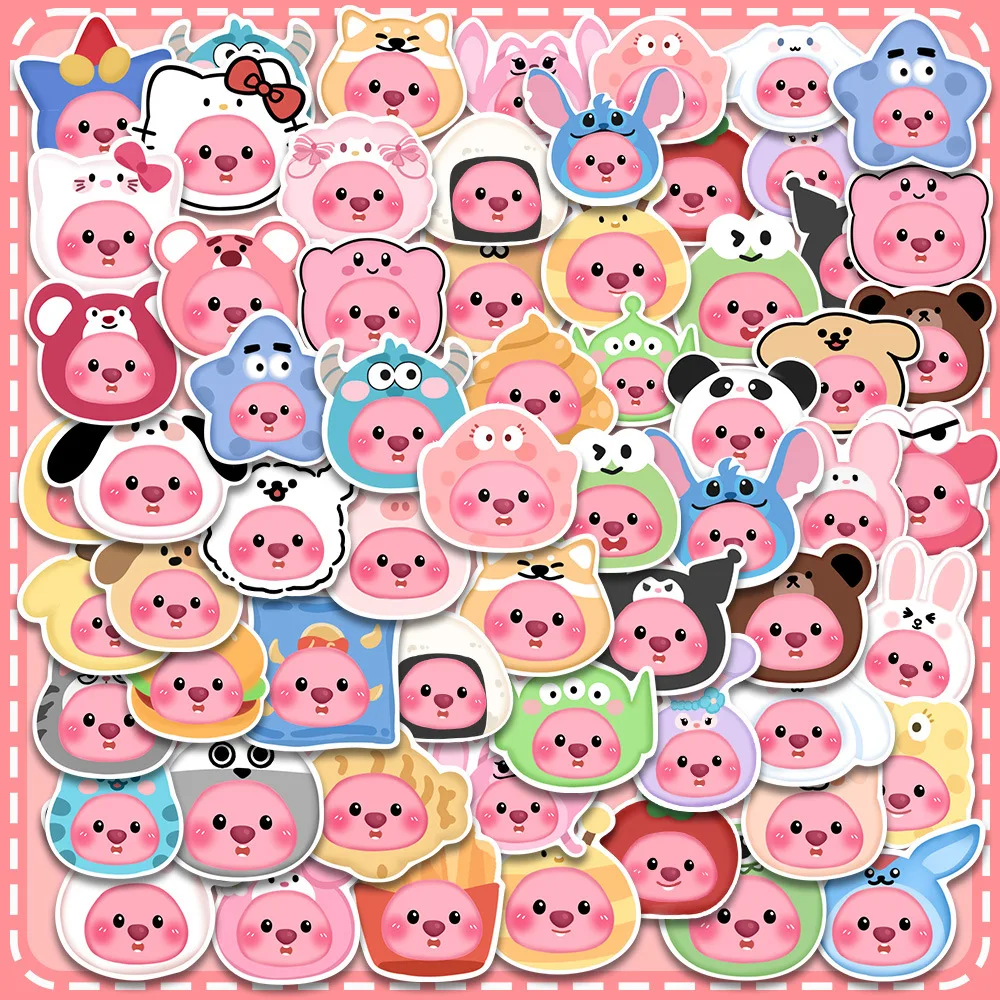 100PCS Loopy Stickers Little Beaver Cute Cartoon Stickers Pack Handheld Account Stickers Notebook DIY Decorative Stickers Toys