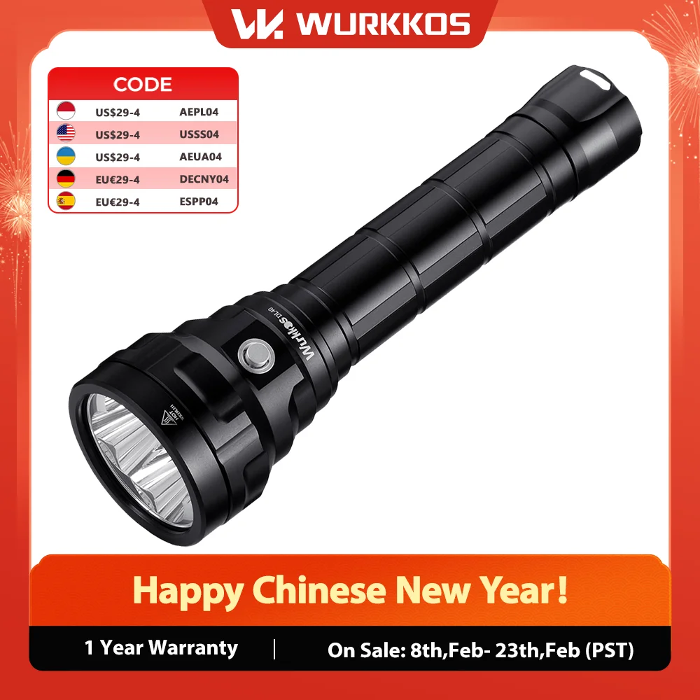 

Wurkkos DL40 Professional Diving Lights 26650 Ultra Powerful Flashlight 5000LM 4*TN-3535 LED Light Underwater Fishing Lantern