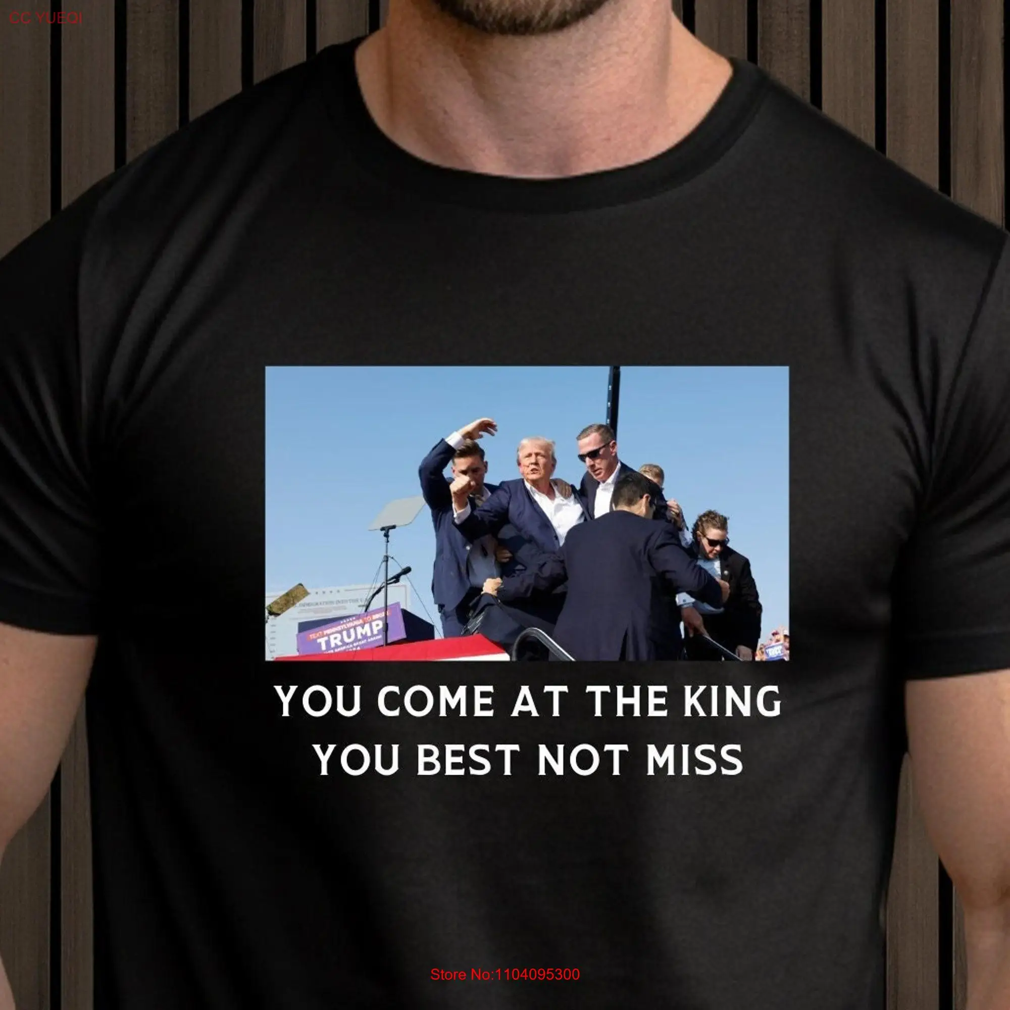 Camiseta "You Come At The King", camisa "Best Not Miss Assassination tant", "Trump Survived Shooter"