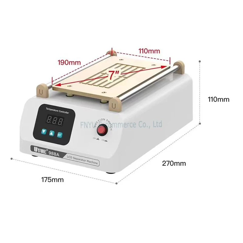 UYUE เครื่องแยกหน้าจอ, เครื่องแยกหน้าจอ LCD 988A ปั๊มสุญญากาศในตัวสำหรับแพลตฟอร์มทำความร้อนที่รื้อหน้าจอโทรศัพท์8นิ้ว