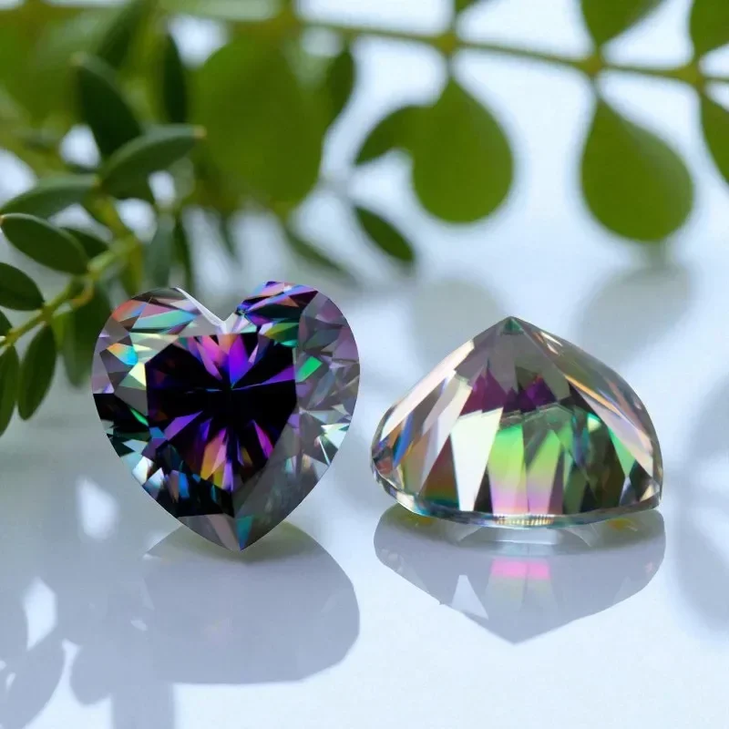 

Rainbow Green Moissanite Stone Heart Cut Gemstones Lab Grown Diamond For Advanced Jewelry Making Materials With Certificate