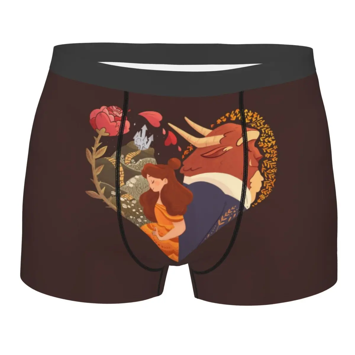 

Нижнее белье «Красавица и чудовище» на заказ, мужские эластичные трусы-боксеры, шорты, мягкие трусы для Homme