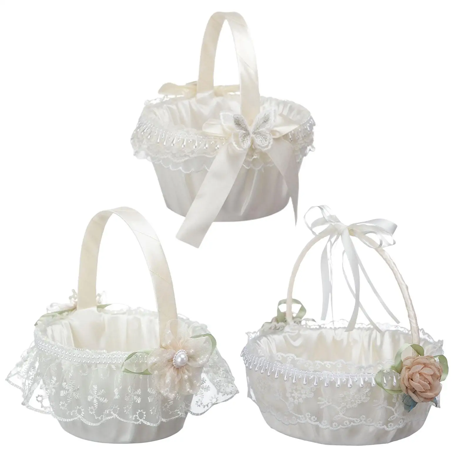 

Wedding Basket White Decorations Bridesmaid Lace Basket for Ceremony Anniversary