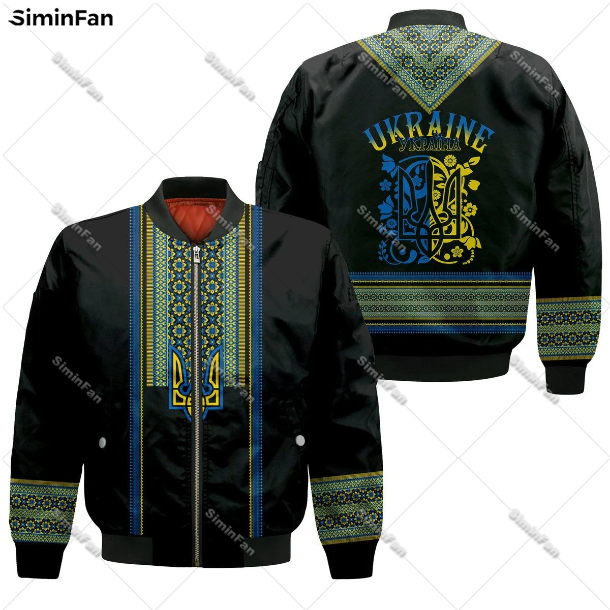 Ukraine Coat Of Arms 3D All Over Print Bomber Jacket Mens Winter Quilted Cotton Coats Unisex Windproof Outwear Female Autumn Top