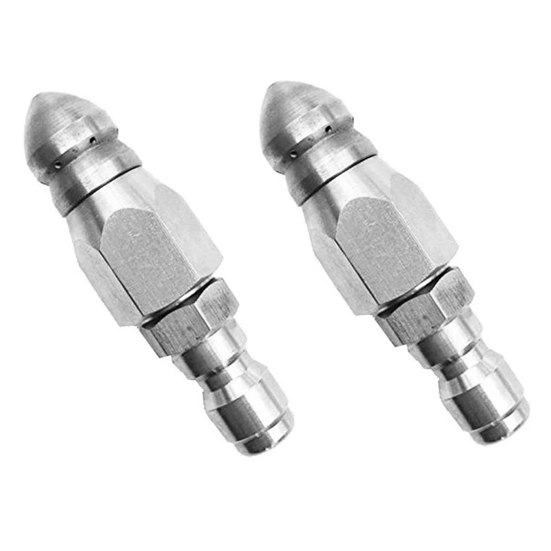 2X Pressure Washer Sewer Jetter Nozzle With Stainless Steel, Durable Design Sewer Jet Nozzle,1/4Inch Quickly Connector