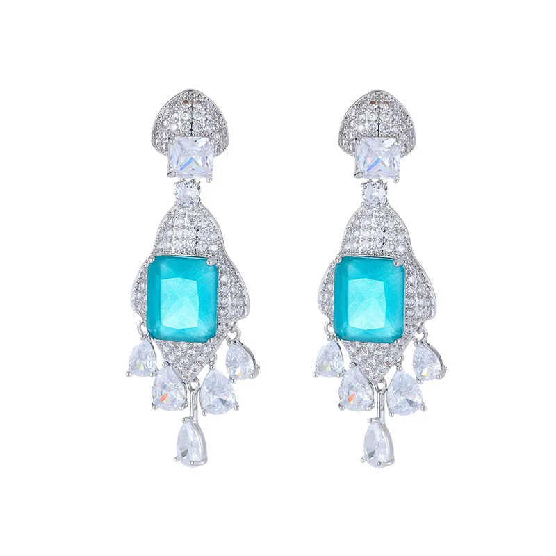 FXLRY New Entry Light Luxury Long Water Drop Tassel s925 Silver Needle Elegant Banquet Dress High-end Earrings For Women