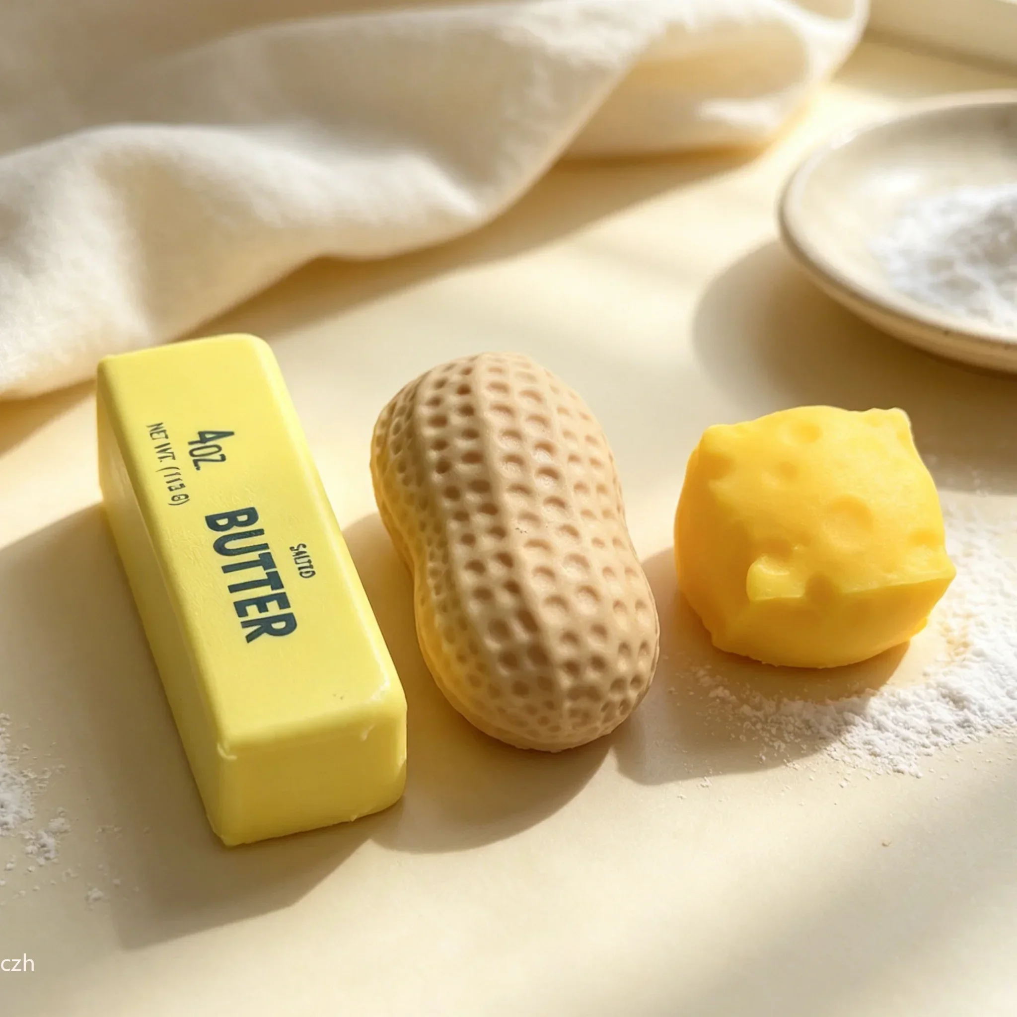 Cute Simulated Butter Cheese Peanut Squishy Decoration, Squeeze Stress Relief Dough Balls, Ideal Party Birthday Christmas Gif