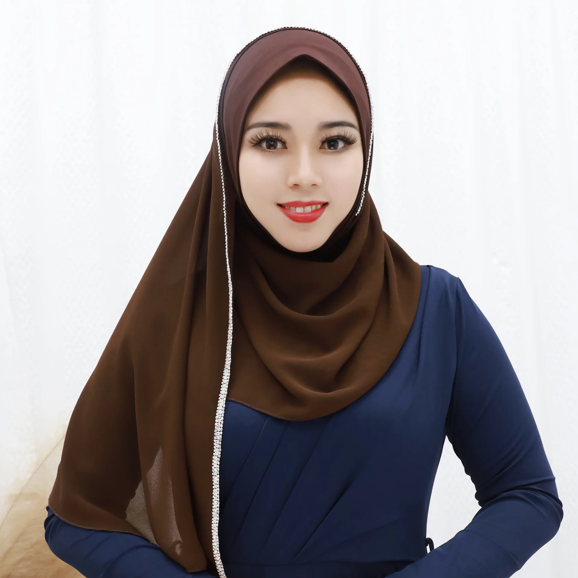 

Новый шарф мгновенного действия со стразами, мусульманский хиджаб, женский исламский молитвенный хиджаб, шали, тюрбан, платок, амира, Ид, никаб, Nikab