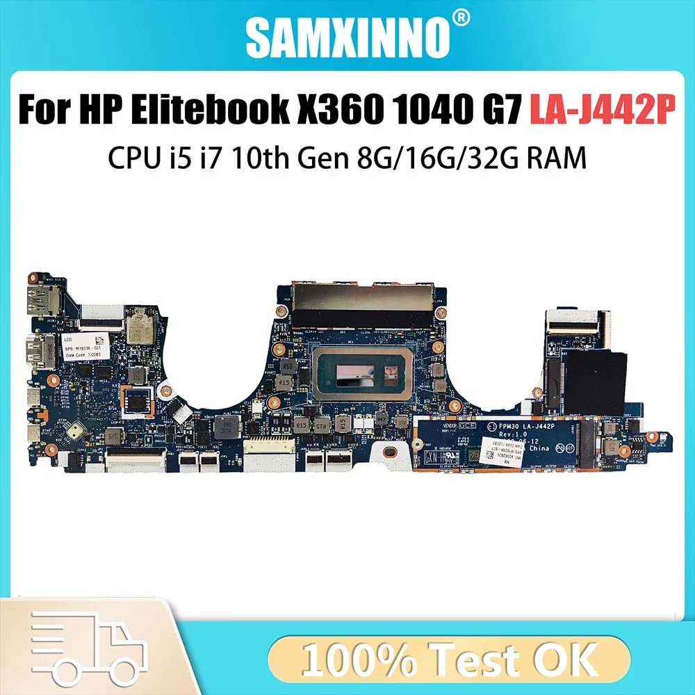 

LA-J442P Notebook Mainboard For HP Elitebook X360 1030 G7 Laptop Motherboard CPU i5 i7 10th 8G/16G/32G RAM M16069-001 M16069-601