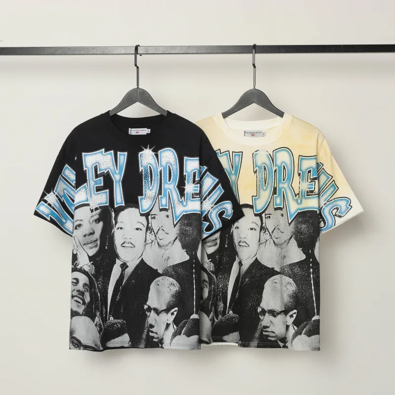 2025 الصيف الشارع الشهير تي شيرت خمر غسلها فالي الأحلام الجرافيك قميص مطبوع الرجال النساء عالية الجودة القطن قصير الأكمام بلايز #1