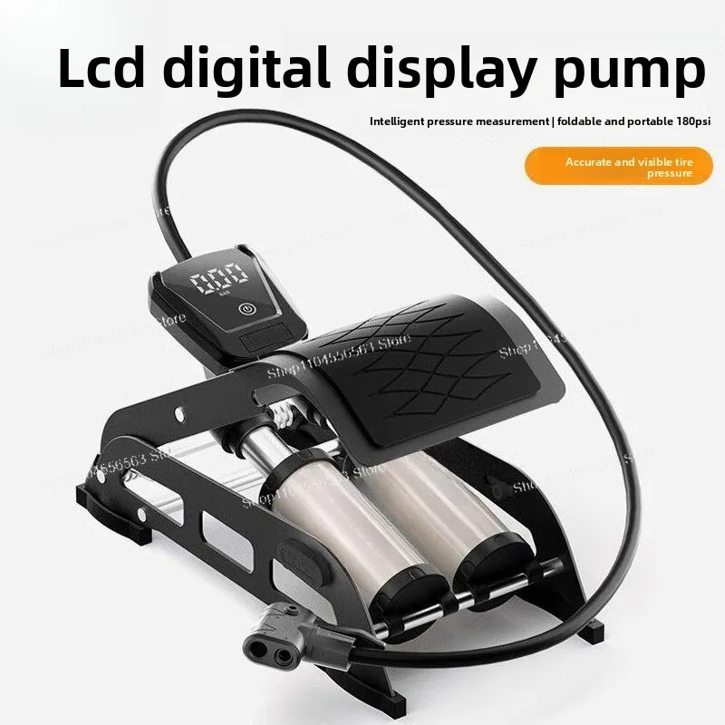 Made in China, portable LCD digital display high-pressure air pump, intelligent car and bicycle household foot pump