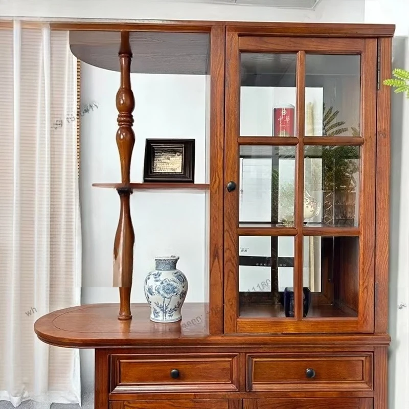 solid wood entry living room entrance partition cabinet hall cabinet integrated door double-sided screen wine cabinet