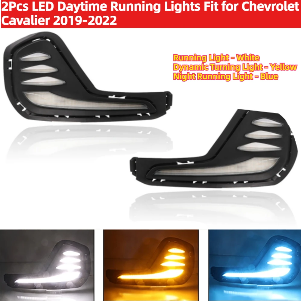 

2Pcs/set LED Daytime Running Lights Dynamic Turning Night Driving Lamp Fit for Chevrolet Cavalier 2019-2022