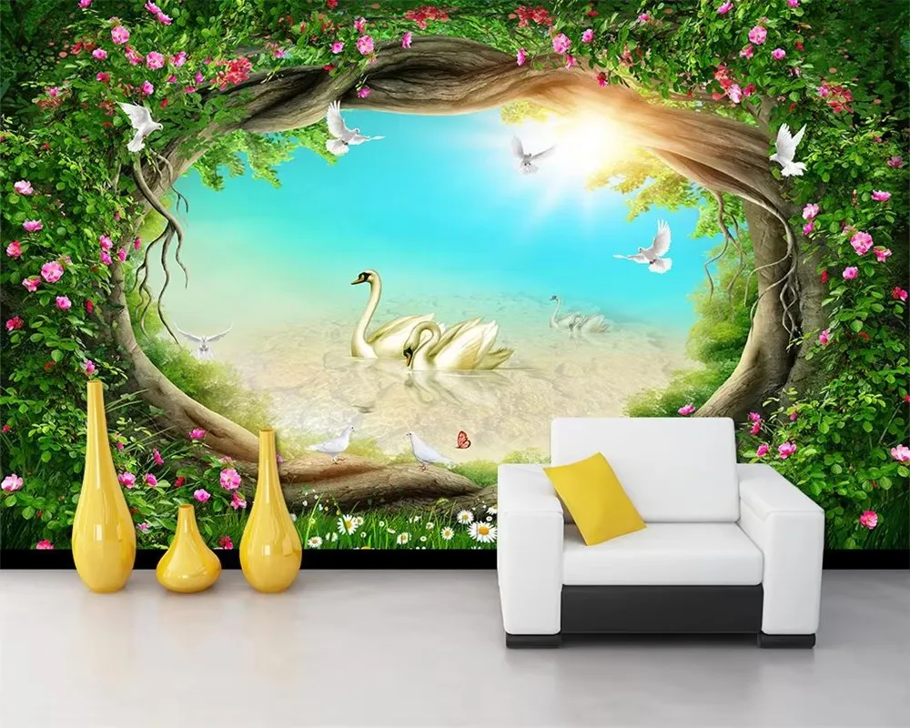 

Фотообои на заказ, 3D пещера, вид на море, восход солнца, пейзаж, настенная роспись, украшение для домашнего интерьера, 3d обои, обои