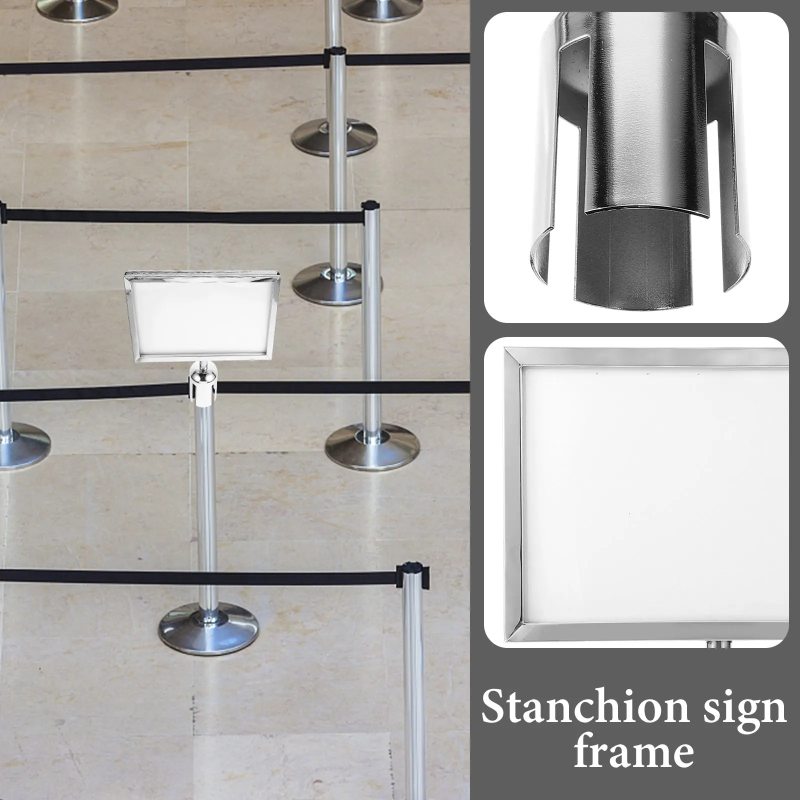 

Double Sided A4 Horizontal Sign Frame Stanchion Poster Holder Stainless Steel Traffic Safety
