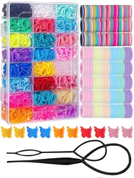 2400PCS Mini Rubber Bands for Hair Bold Hair Ties For Women Girls Ponytail Holders,Colorful Hair Accessories Hair Styling Tools