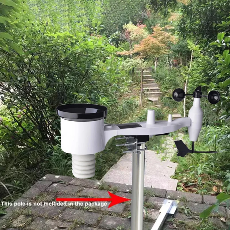 Wireless weather detector weather station wind speed wind direction rainfall temperature humidity air pressure lighting WiFi