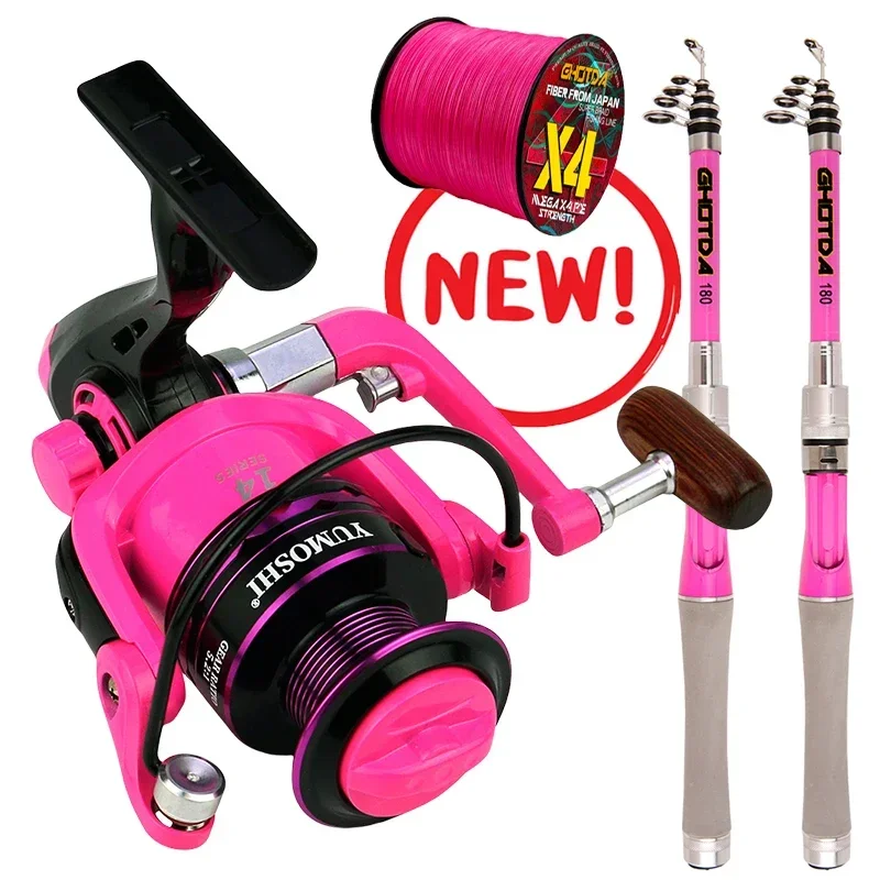 

1.5-2.4M Telescopic Spinning Lure Fishing Rod and Baitcasting Reel 2000-4000 Max Drag 8KG Combo for Bass Carp Fishing Tackle