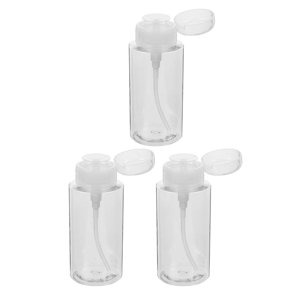 

3 Pcs Toner Bottle Clear Nail Polish Make up Remover Liquid Round Pump Dispenser Plastic Small Travel
