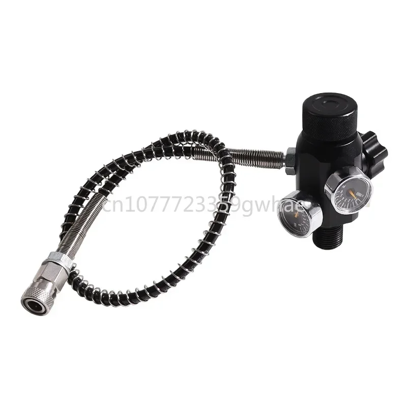 

Dual Gauge Charging Valve, Air Filling Station, Refill Adapter, 400bar, 6000psi, 50cm Hose, M18x1.5 PCP Tank