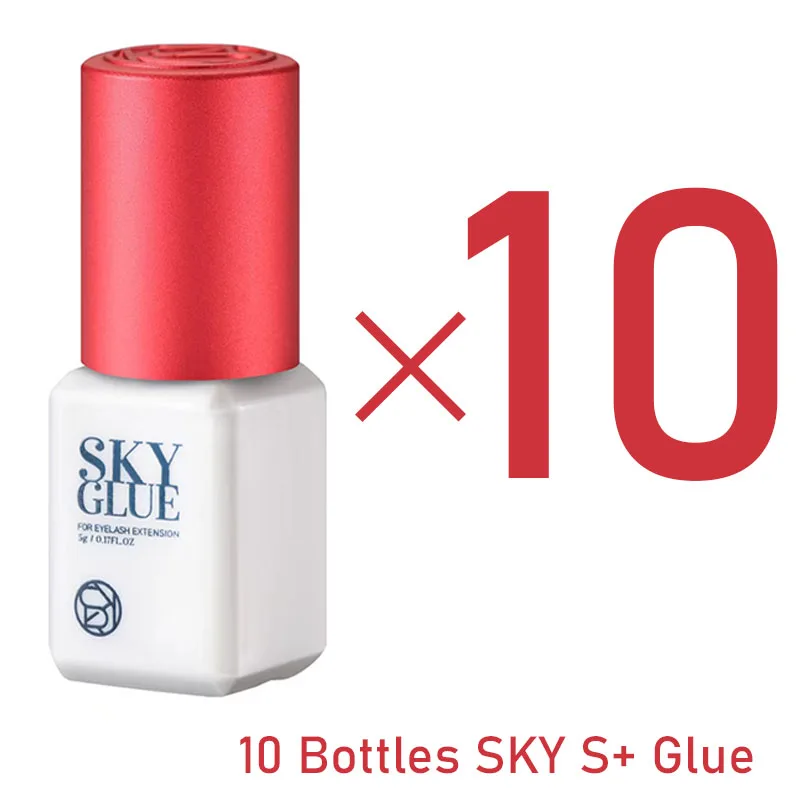 10 Bottles SKY S+ Glue For Eyelash Extension Korea 5ml Black Red Blue Cap Beauty Health Lash Shop Makeup Tools Adhesive Supplies