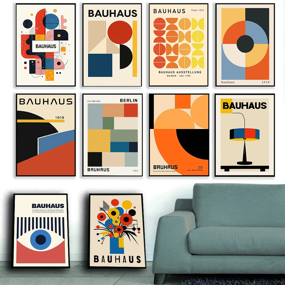 باوهاوس الجدار ملصق مجردة هندسية المشارك طباعة لغرفة المعيشة بساطتها باوهاوس معرض حائط لوح رسم ديكور فني