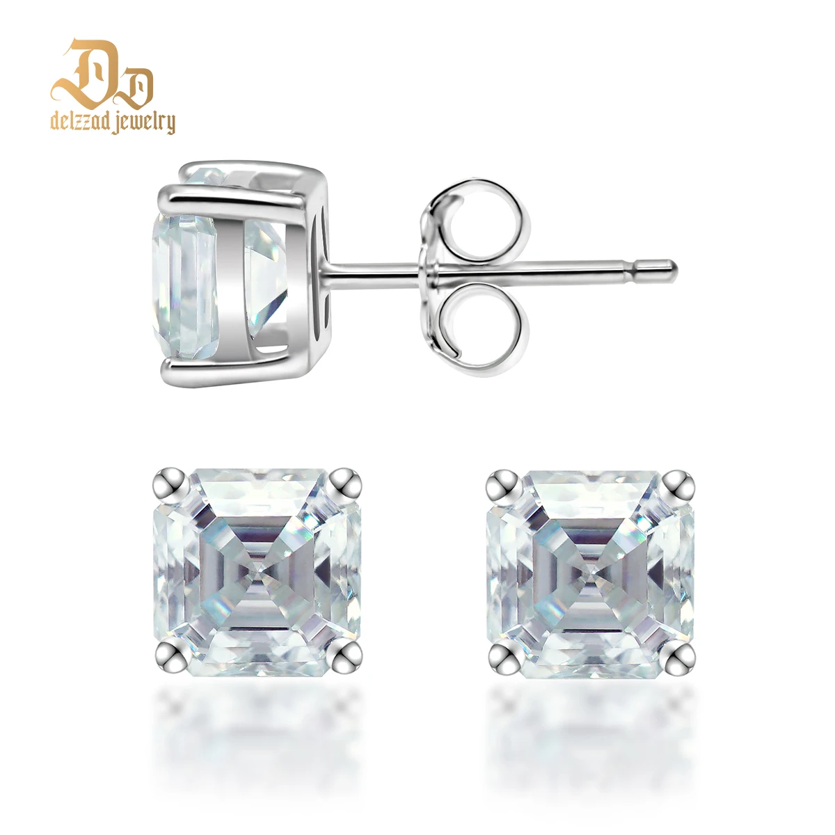 

Delzzad 0.5/1ct 100% S925 Sterling Silver Round Moissanite Women Dream Rock Candy Simplicity Earrings Luxury Fine Jewelry Gifts