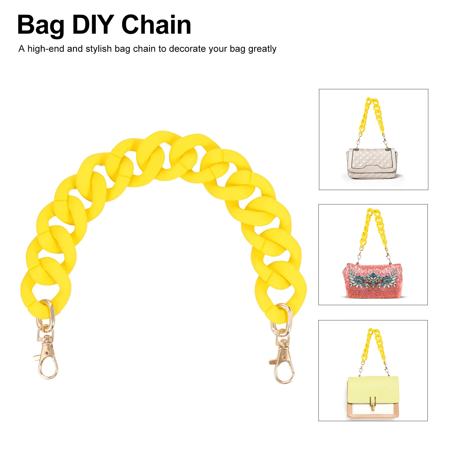 

Bag DIY Chain Frosted Rubber Strap Sturdy Detachable Bag Replacement Handle Chain for Handbag Purse Clutch Fashion Decor