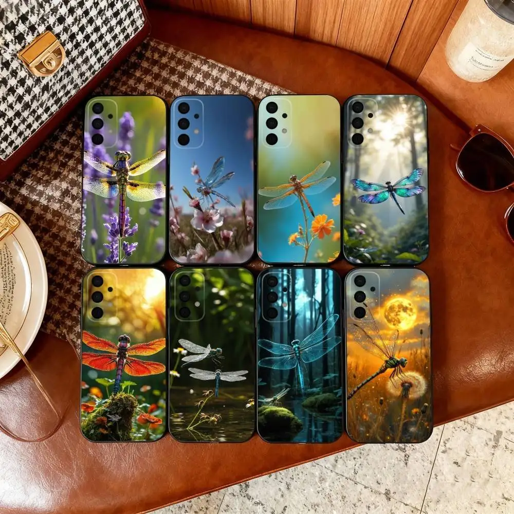 

Animal Dragonfly Phone Case For Samsung Galaxy A73,A72,A71,A70,A53,A52,A51,Soft Silicone Black Cover