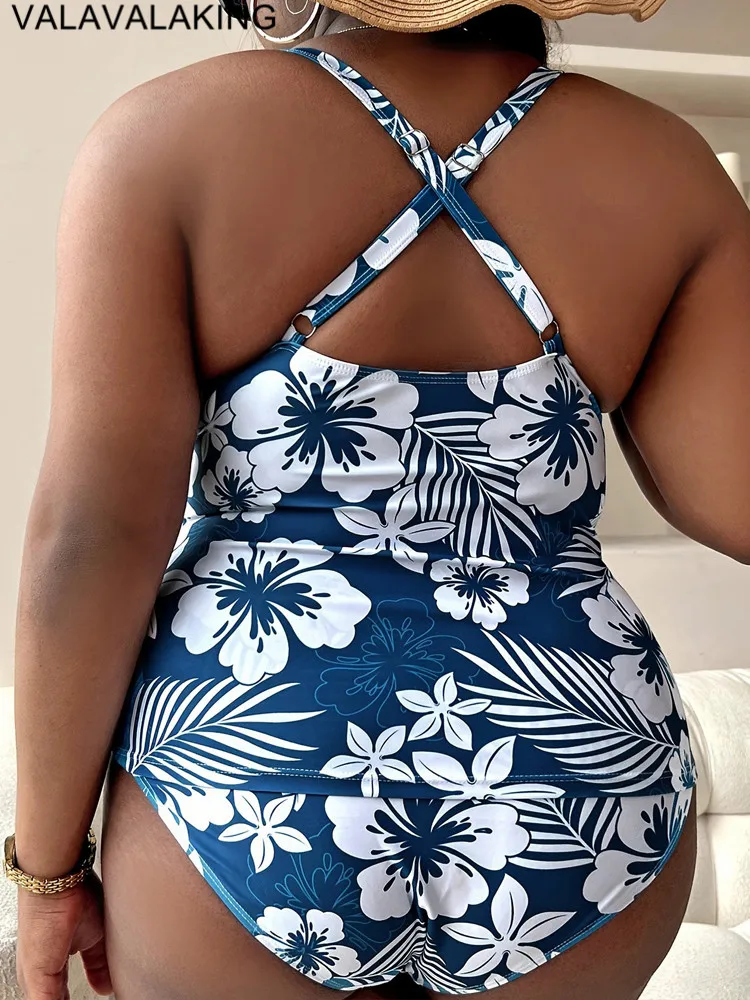 2025 Print Strapped Plus Size Swimwear Women Push UP Lady Large One Piece Swimsuit Brazilian Chubby Beach Curvy Bathing Suit