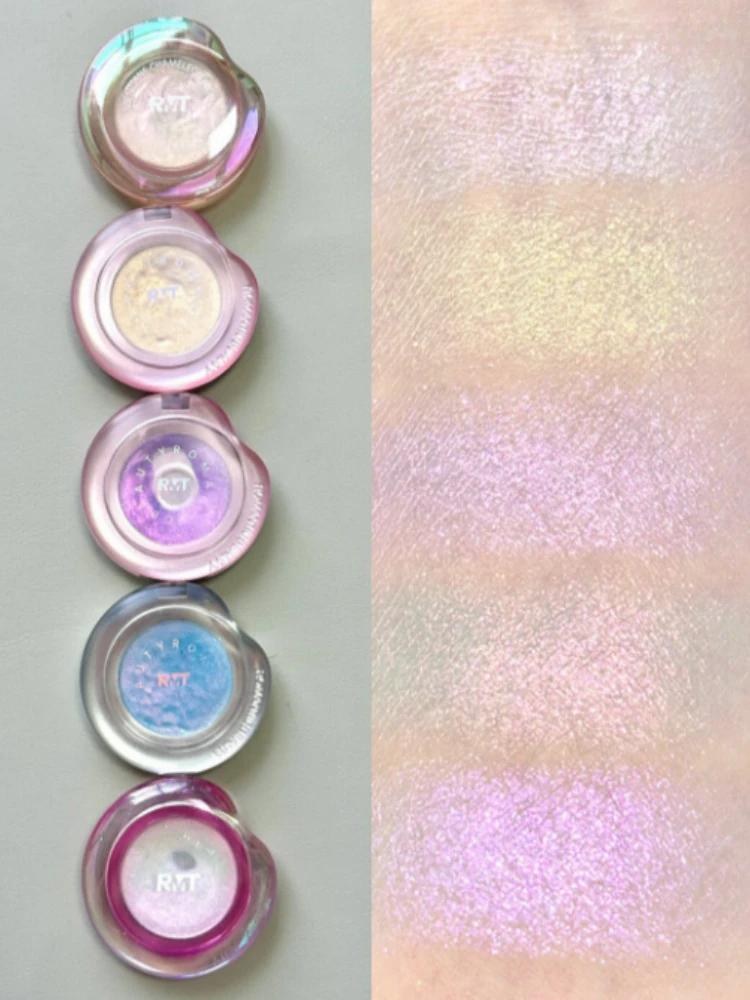 RMT Chameleon Highlight Pink Purple Fine Powder Cream Blusher Shiny ROMATIC Face Brighten High Gloss Integrated Plate Makeup