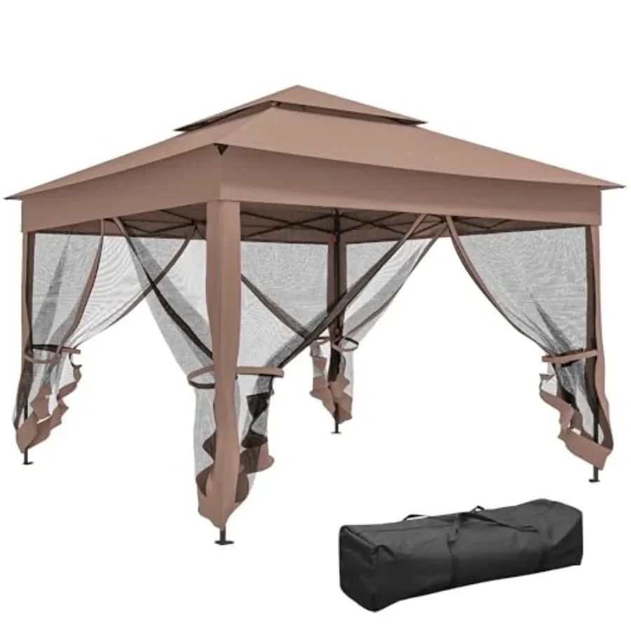 Pop Up  Outdoor Patio Gazebo Shelter with Removable Zipper Netting  Event Tent w/ 114 Square Feet of Shade and Carry Bag for Ba