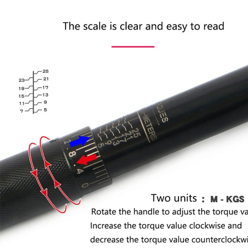 1/4-Inch Torque Wrench Square  5-25NM Two-Way Precise Ratchet Wrench Repair Spanner for Key Hand Tools Carbon Steel