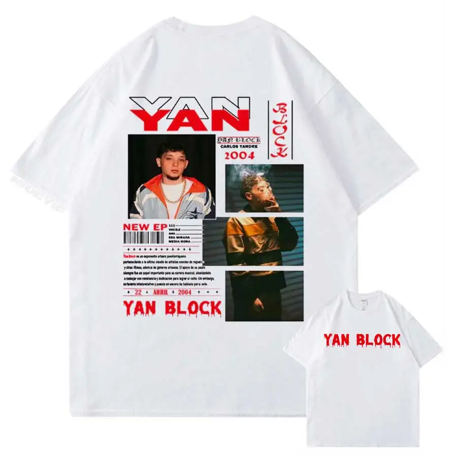 Camiseta de la gira 2025 del rapero Yan Block Carlos Yandre, para hombre y mujer, estilo hip-hop, streetwear, oversize, de algodón.
