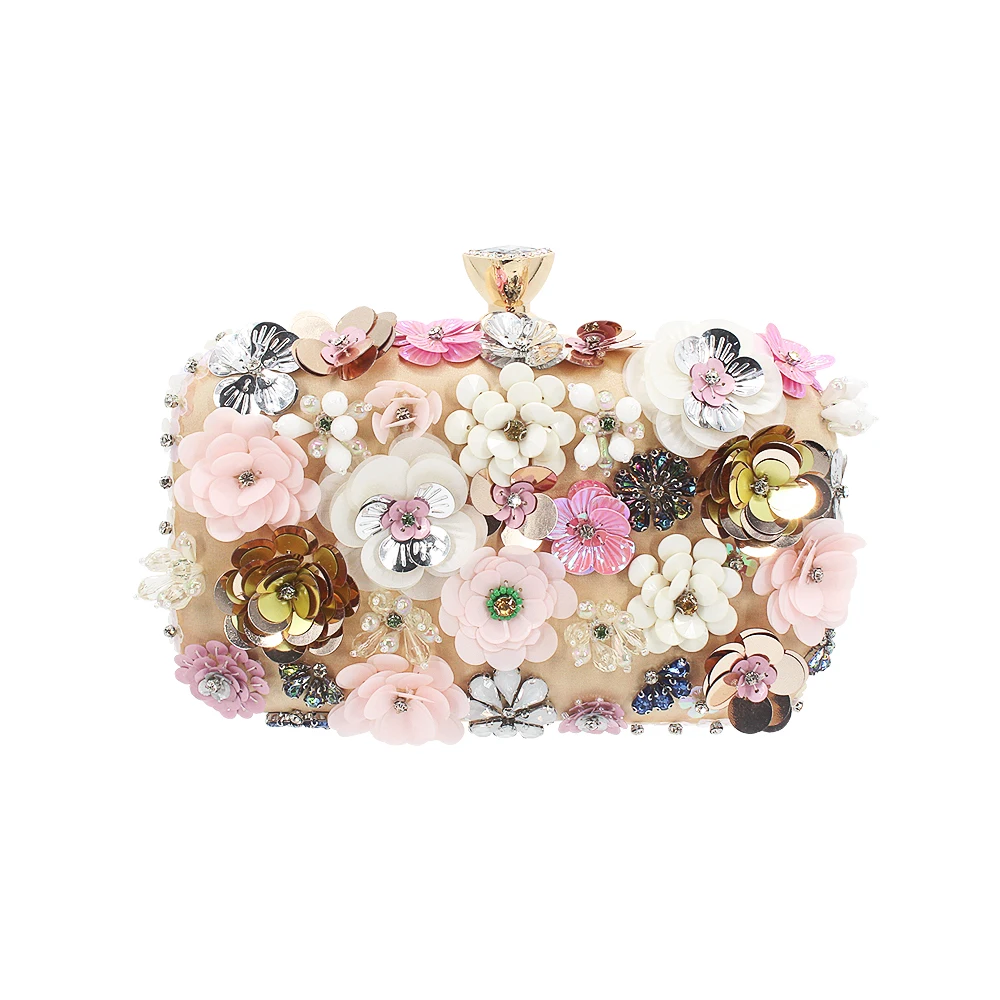 Flower Women Bag Embroidery Evening Clutch Bag Glitter Diamonds Women's Purses Bead Designer Handbag Clutch Luxury Party Bags