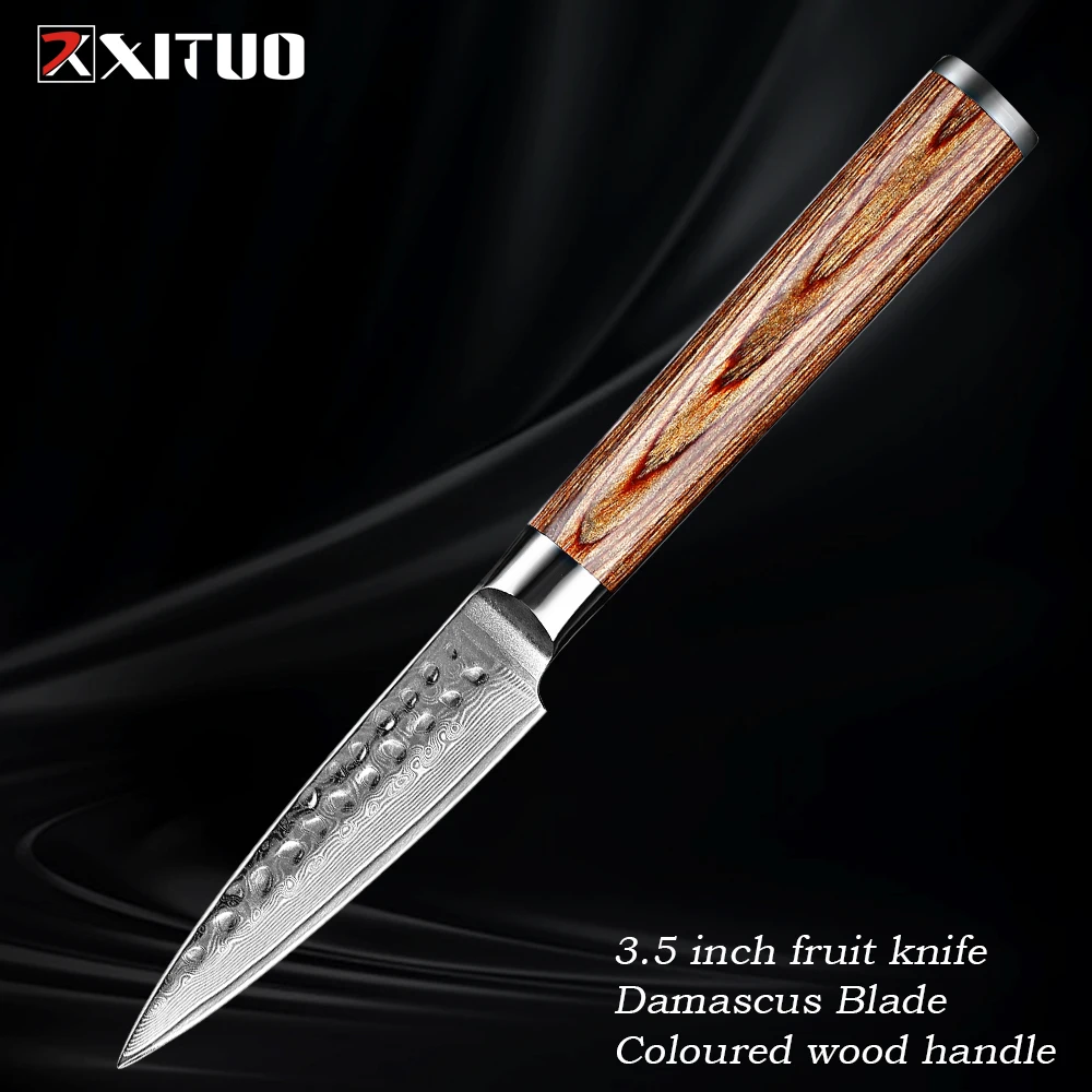 Damascus Chef Knife Set 1-5PCS Super Sharp Kitchen Knife Hammered forged Chef Knife Non-stick Blade Ergonomics wooden handle