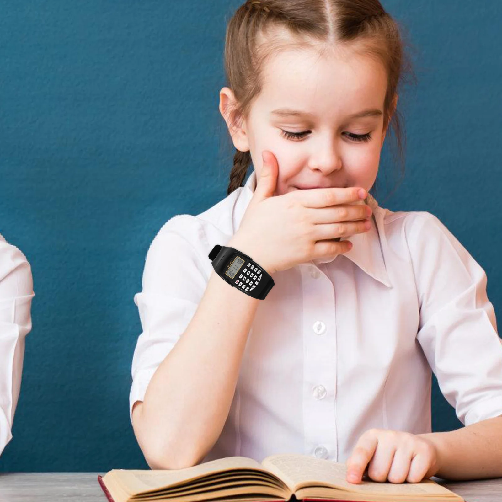 2Pcs Durable Calculator Watch for Kids Portable Calculation Wristwatch Easy Comfortable to Wear Black Children Watch