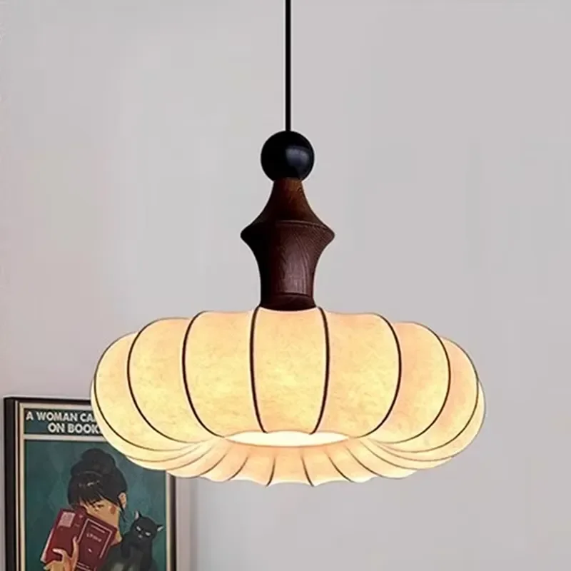 Fabric Chandelier for Medieval Japanese Wabi-Sabi Style Bedroom Bedside Bar Homestay Retro Restaurant Small Hanging Lamp