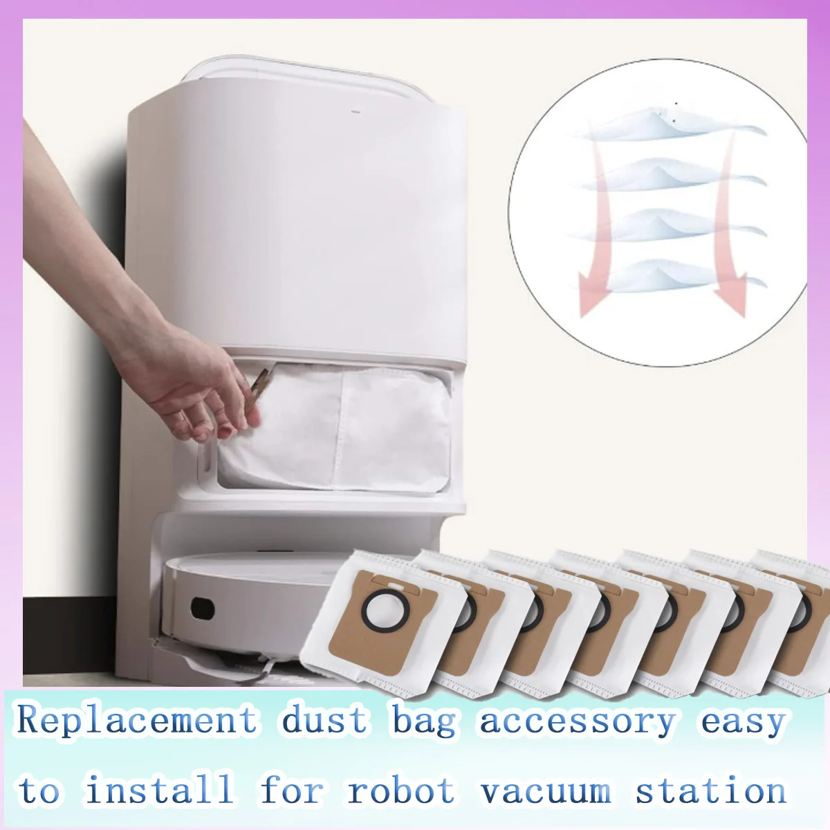 For VIOMI S9 Robot Vacuum Dust Bag Compatible with XiaoMi, Large Capacity Leakproof Replacement Bags