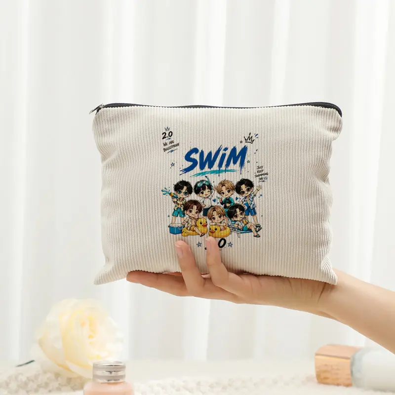 

Arirang 2.0 World Tour 2026 Corduroy Toiletry Bag Multi Functional Makeup Bag with Zipper Lightweight Storage Bag Kpop Fan Gift