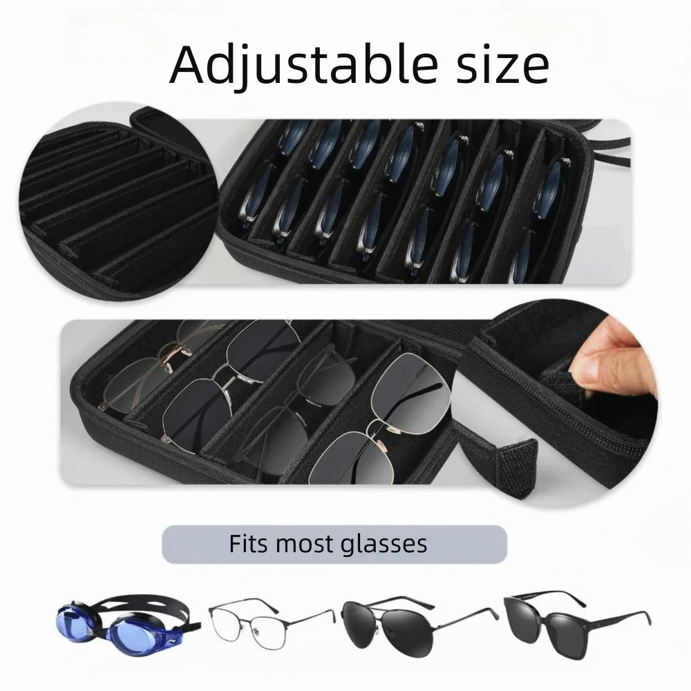 

Практичный футляр для очков с 4/5/7/8 отделениями, жесткий, устойчивый к давлению, портативный, для хранения очков и солнцезащитных очков, для женщин и мужчин